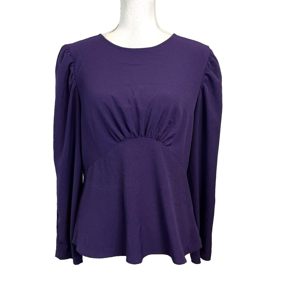 Express Blouse Top size Large Dark Purple Crepe Princess Modest Church Wedding